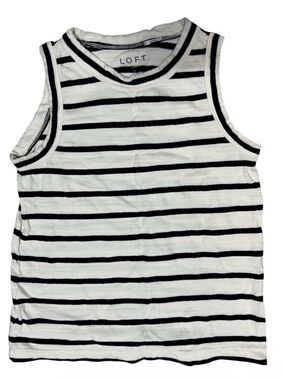 LOFT Thick Knit Black & White Striped Sleeveless Top Sz S